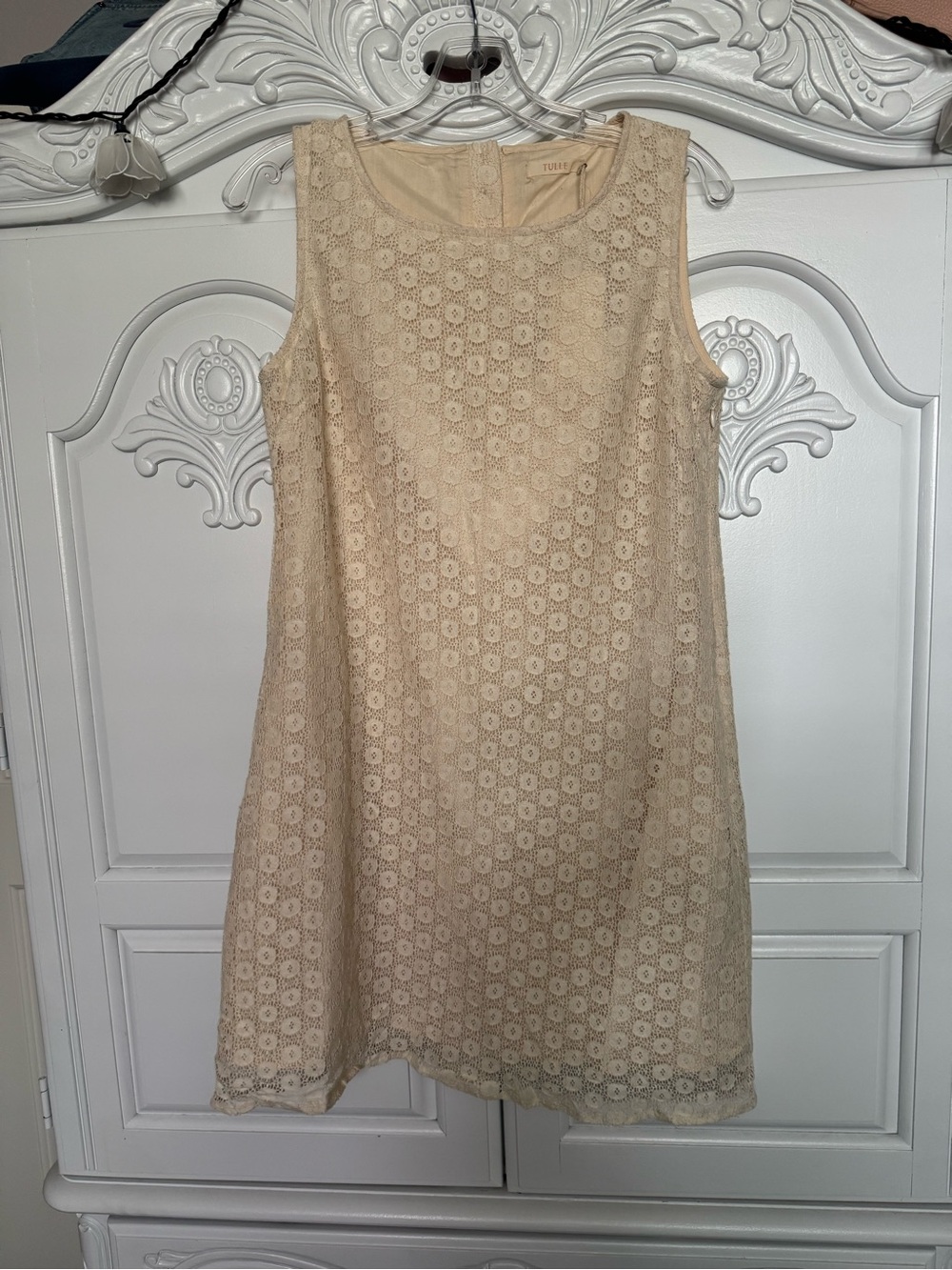 Tulle Cream Lace Sleeveless Shift Dress
